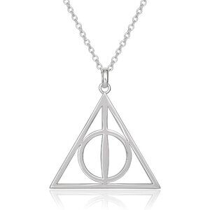 Deathly Hallows Necklace Silver-Plated Brass 18-Inch Chain Gift Ready